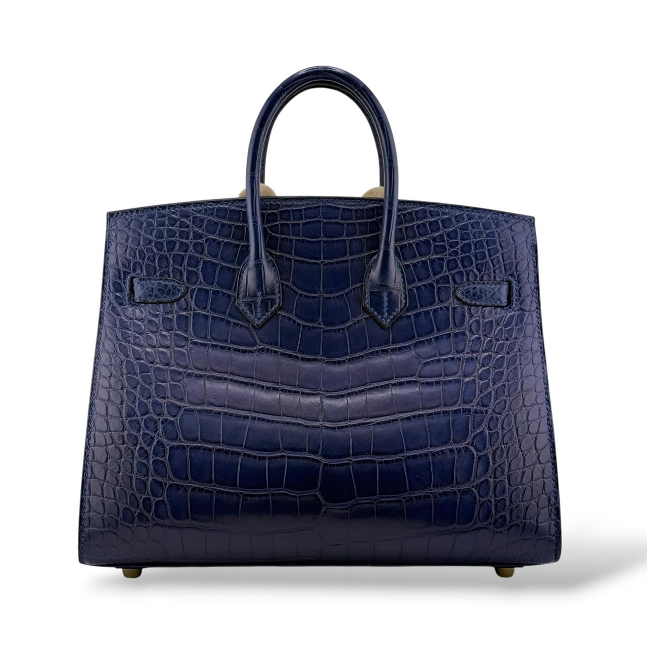 Hermes Birkin 25 Bleu Saphir Sellier Matte Alligator GHW