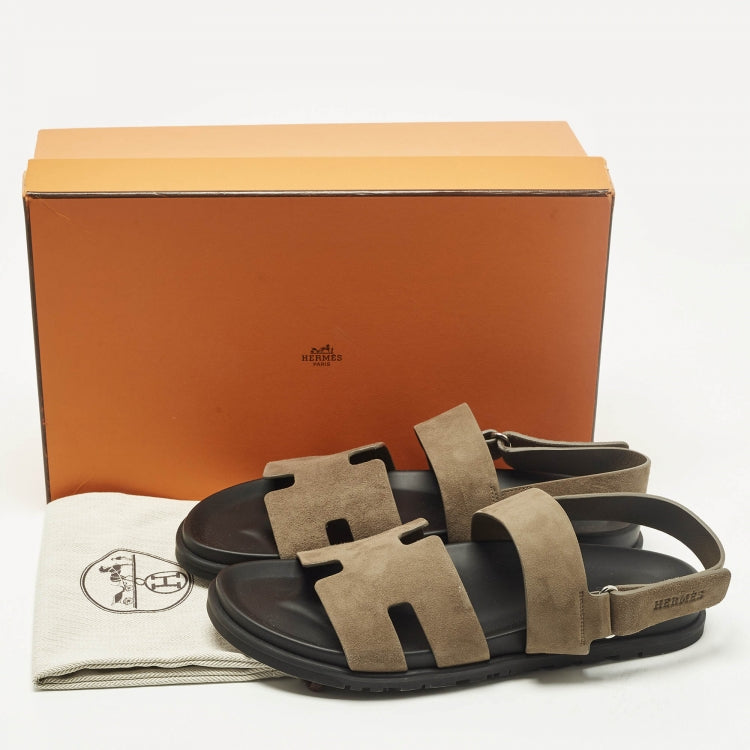 Hermes Genius Size 43 Brown Suede Flat Sandals
