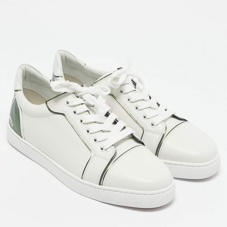Christian Louboutin White/Green Leather Fun Vieira Sneakers Size 41