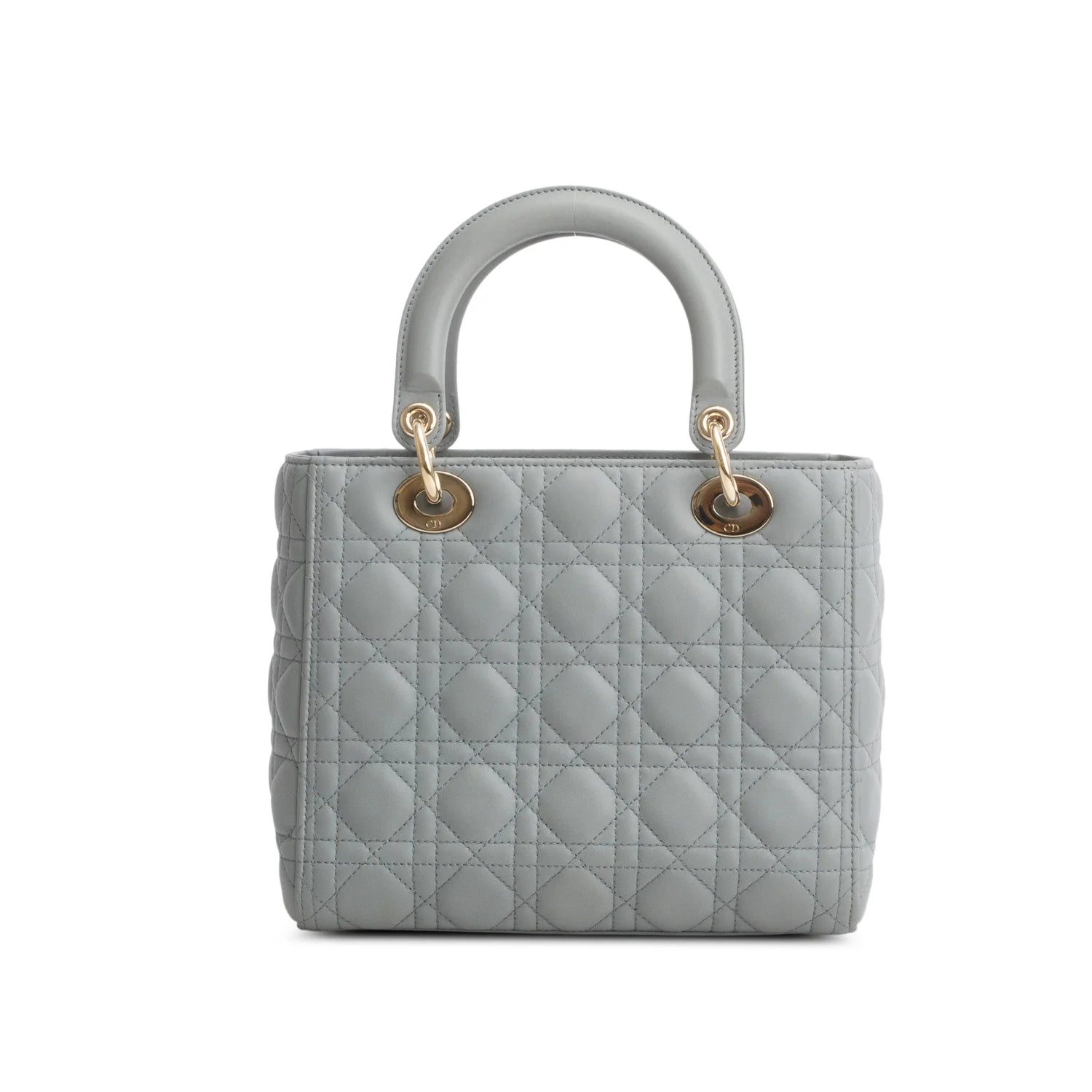 Christian Dior 2021 Grey Cannage Lambskin Leather Medium Lady Dior Bag