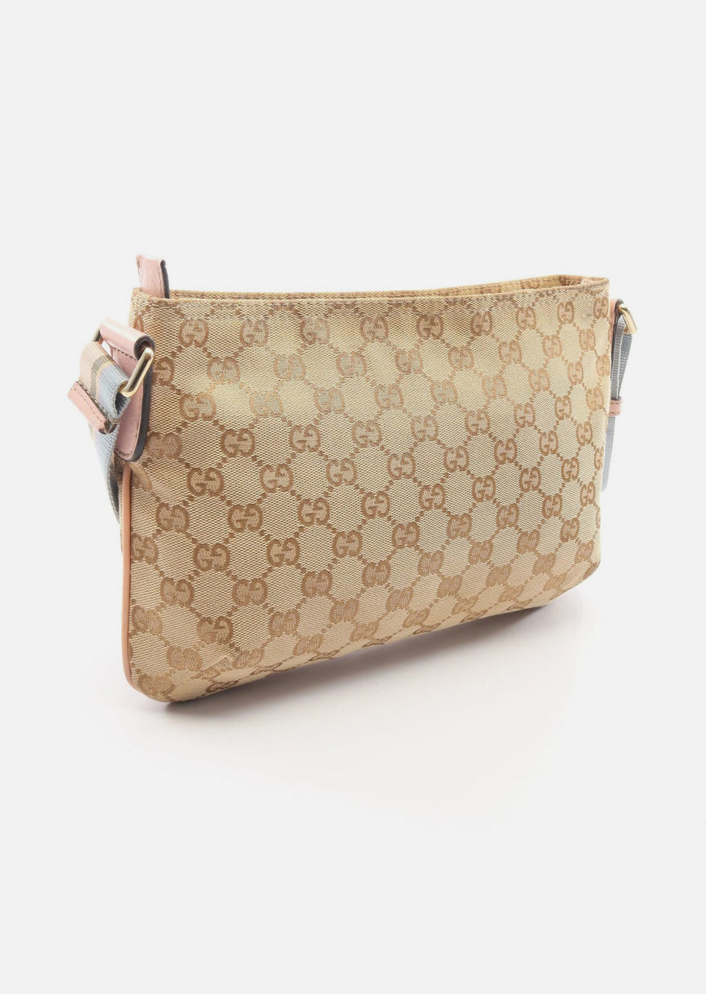 Gucci GG Canvas Leather Shoulder Bag Beige Pink