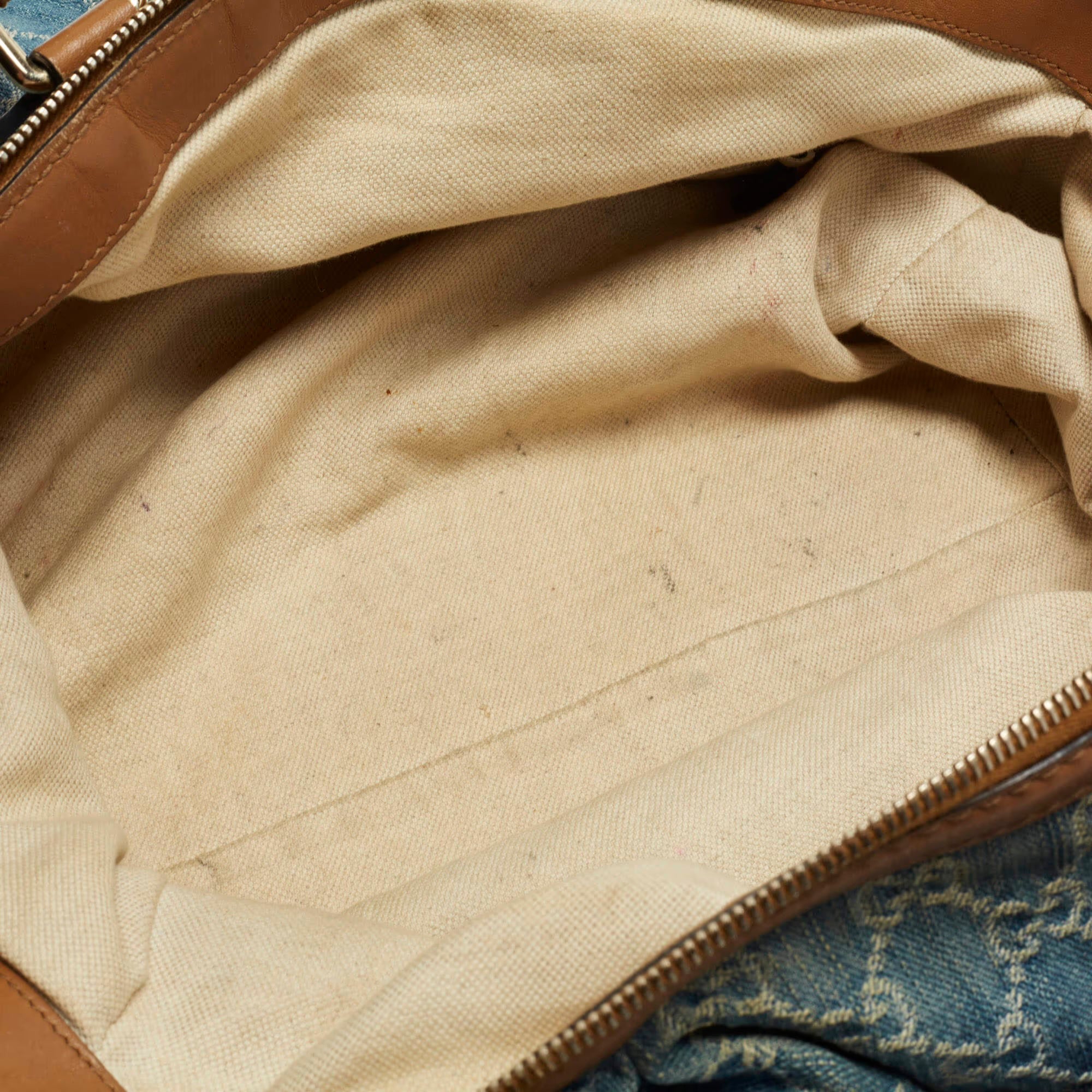 Gucci Sukey Medium Blue/Tan GG Denim Satchel