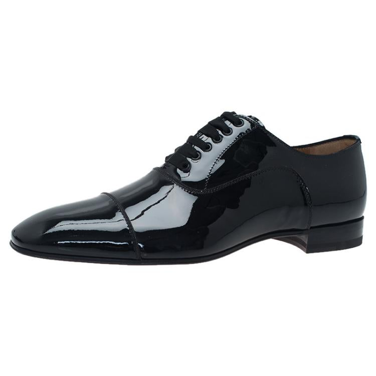 Christian Louboutin Black Patent Greggo Flat Oxfords Size 41