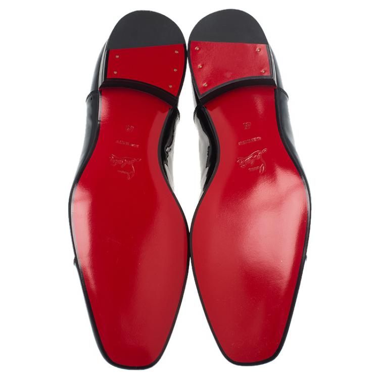 Christian Louboutin Black Patent Greggo Flat Oxfords Size 41