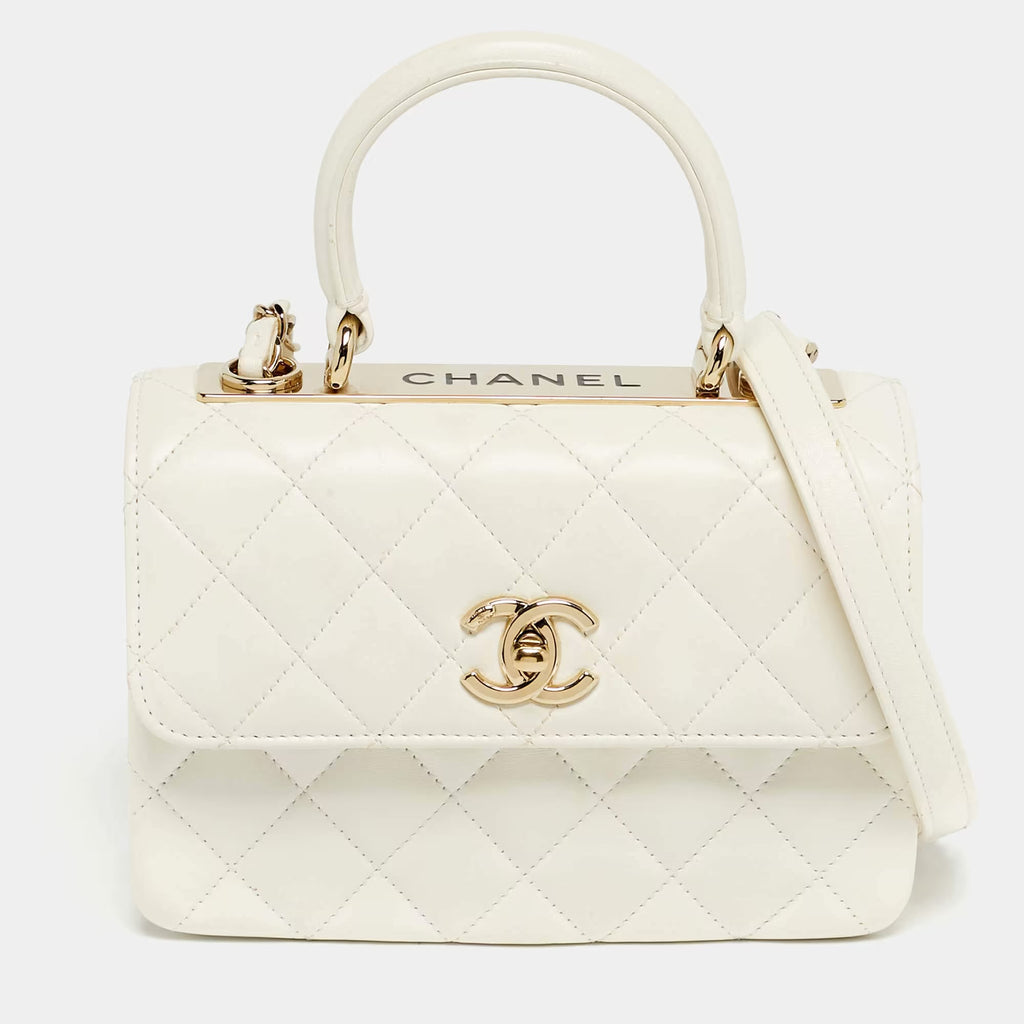 Chanel White Quilted Leather Mini Trendy CC Flap Bag