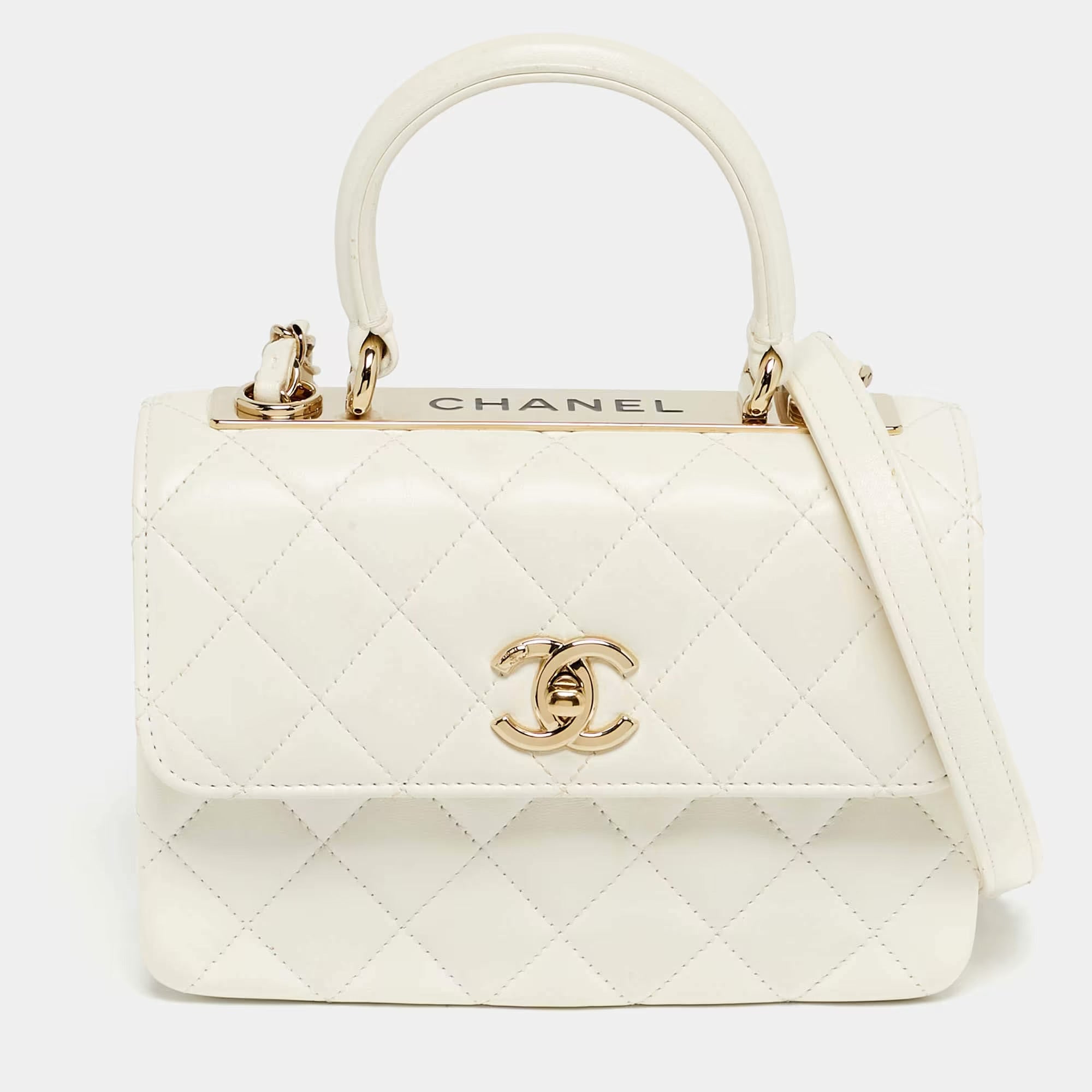 Chanel White Quilted Leather Mini Trendy CC Flap Bag