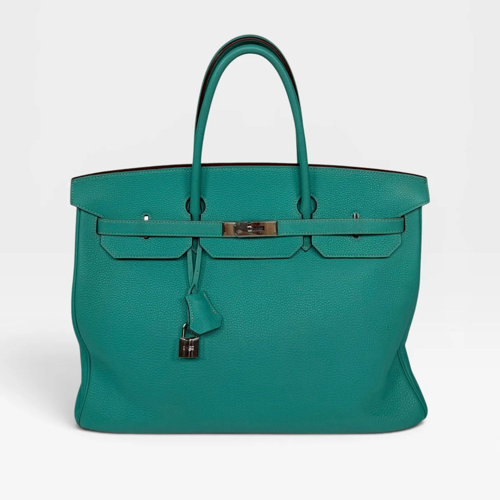 HERMÈS BIRKIN 40 IN BLEU LAGOON TOGO LEATHER WITH PALLADIUM HARDWARE