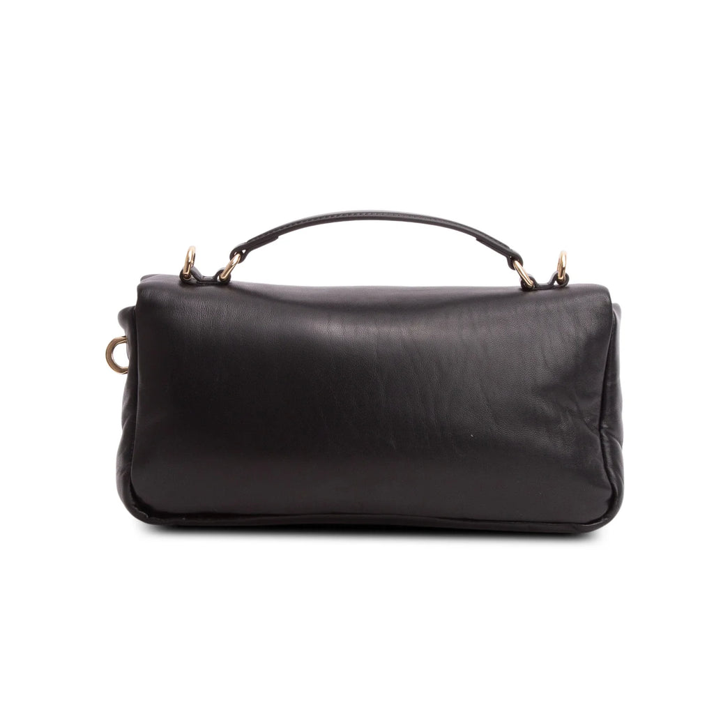 Gucci Black Lambskin Small GG Milano Top Handle Shoulder Bag