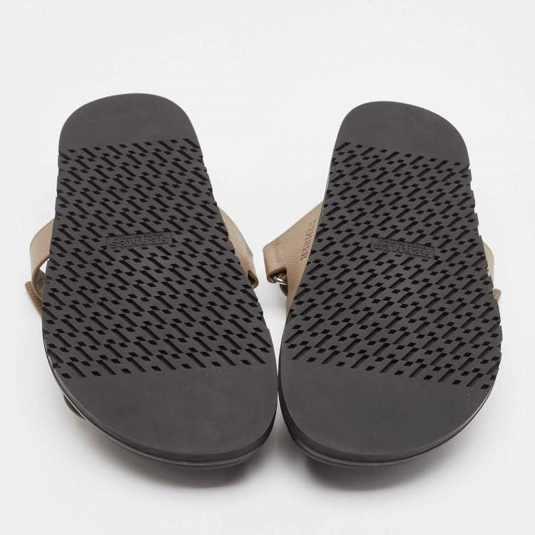 Hermes Brown Leather Chypre Sandals Size 43.5