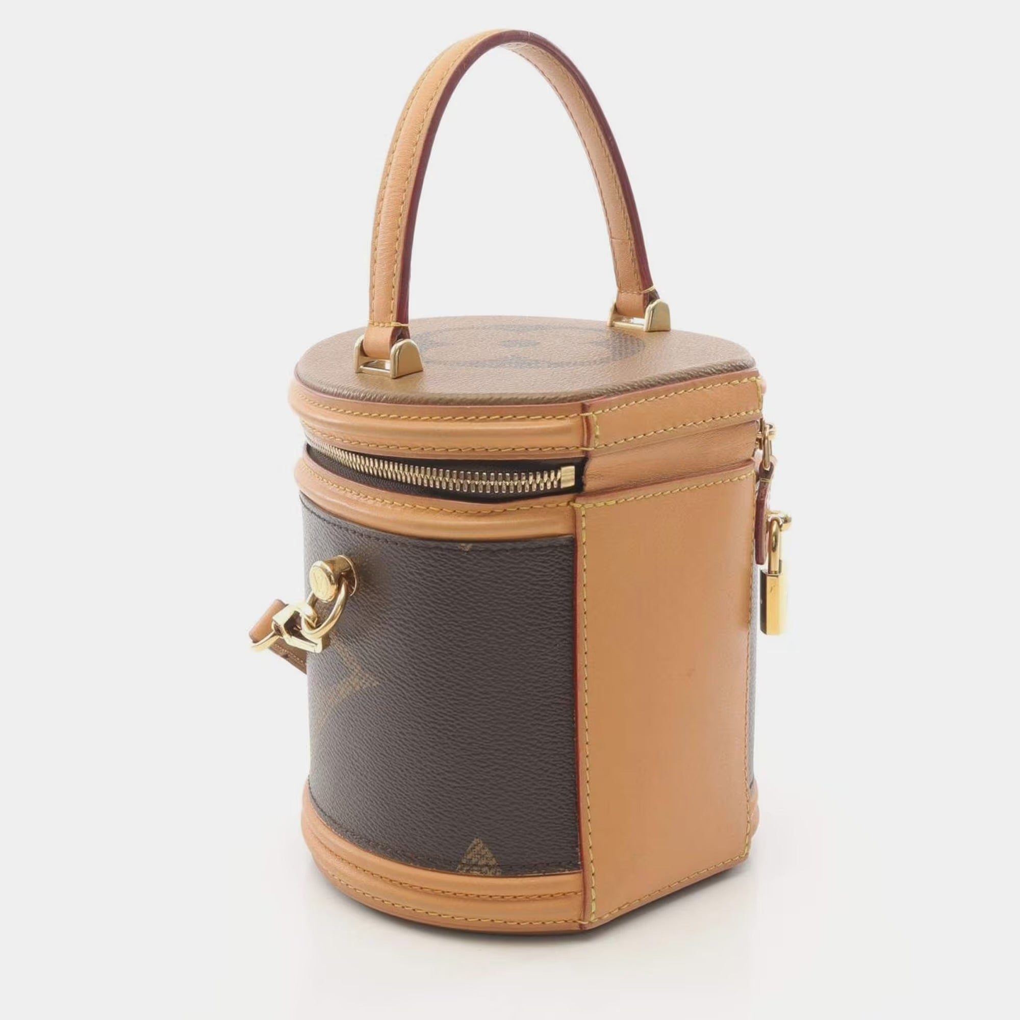 Louis Vuitton Cannes Brown Coated Canvas, Leather Top Handle Bag