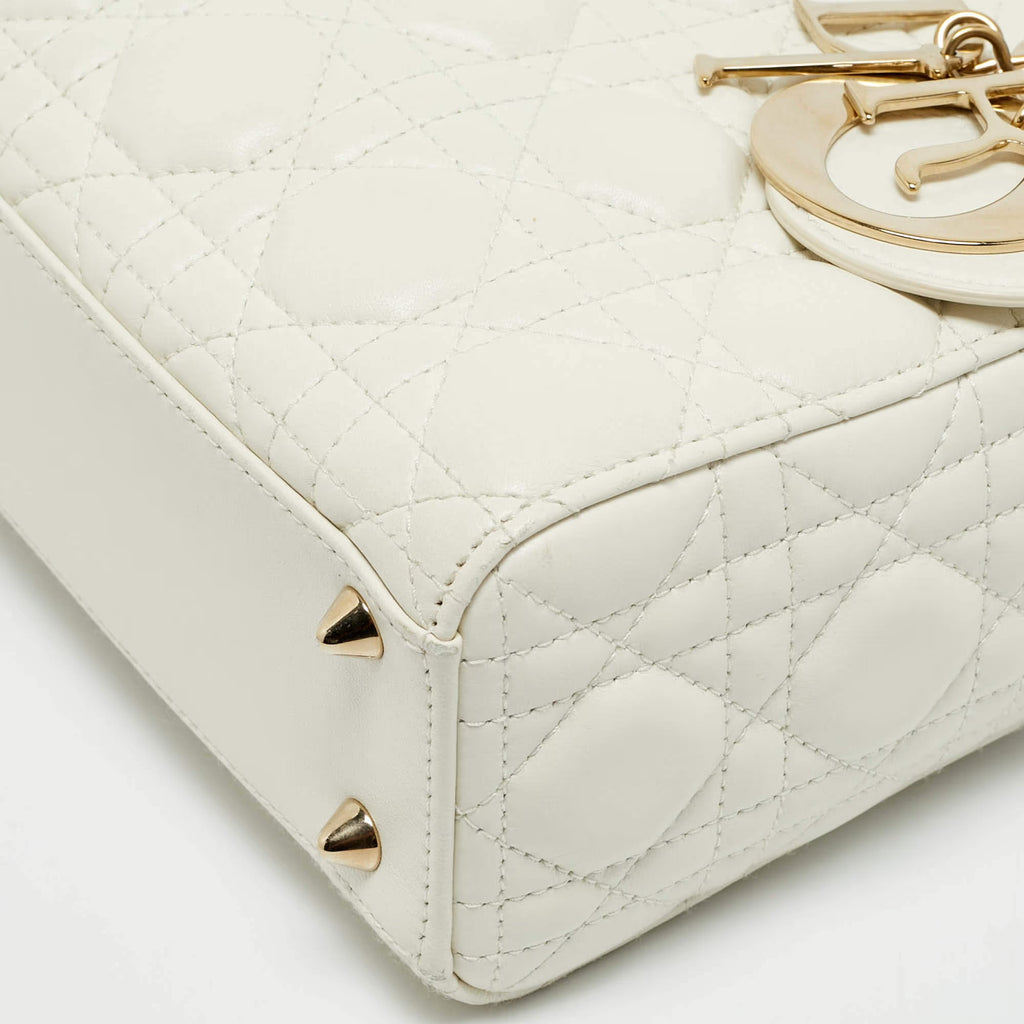 Dior Lady Dior My ABCDior Small White Cannage Leather Tote