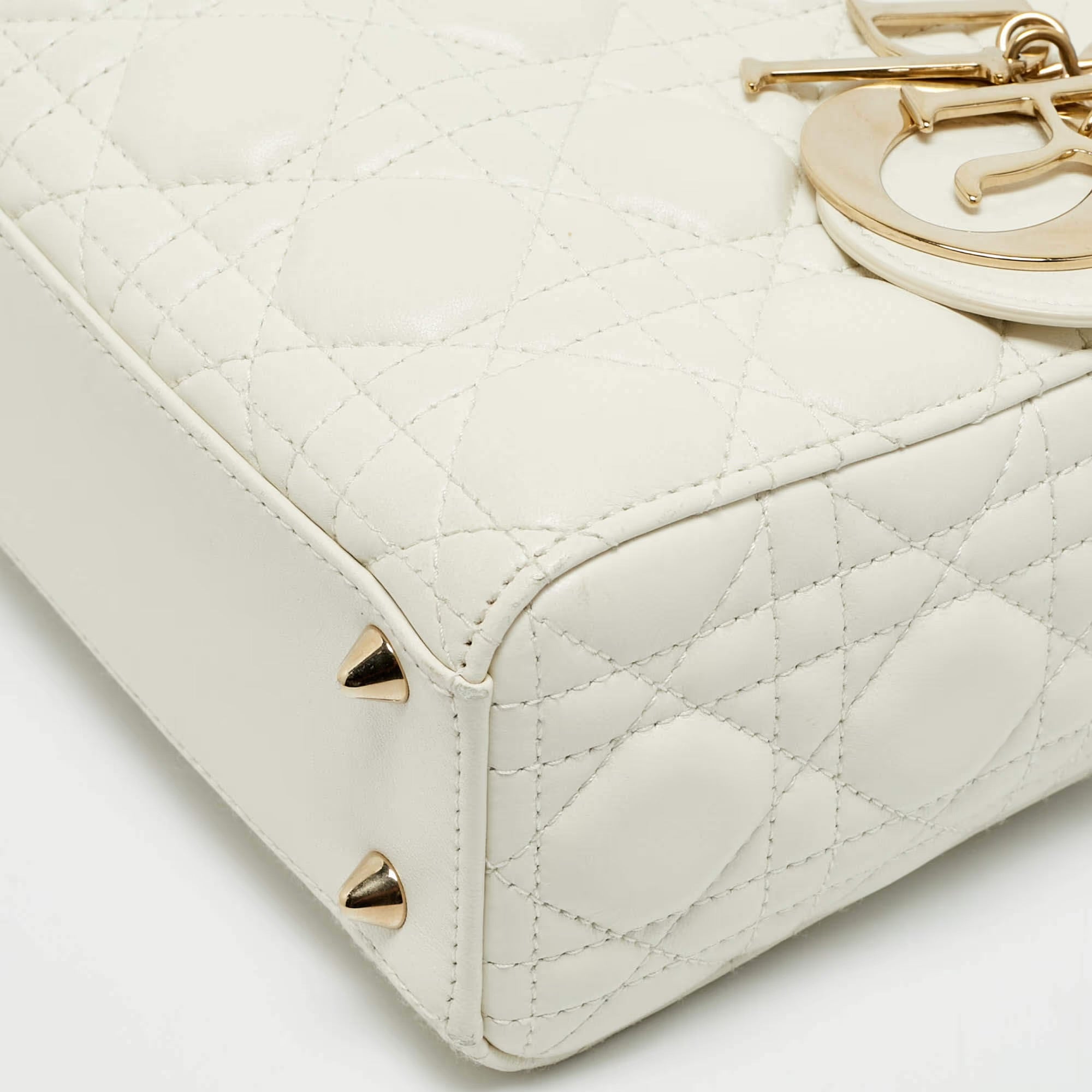 Dior Lady Dior My ABCDior Small White Cannage Leather Tote