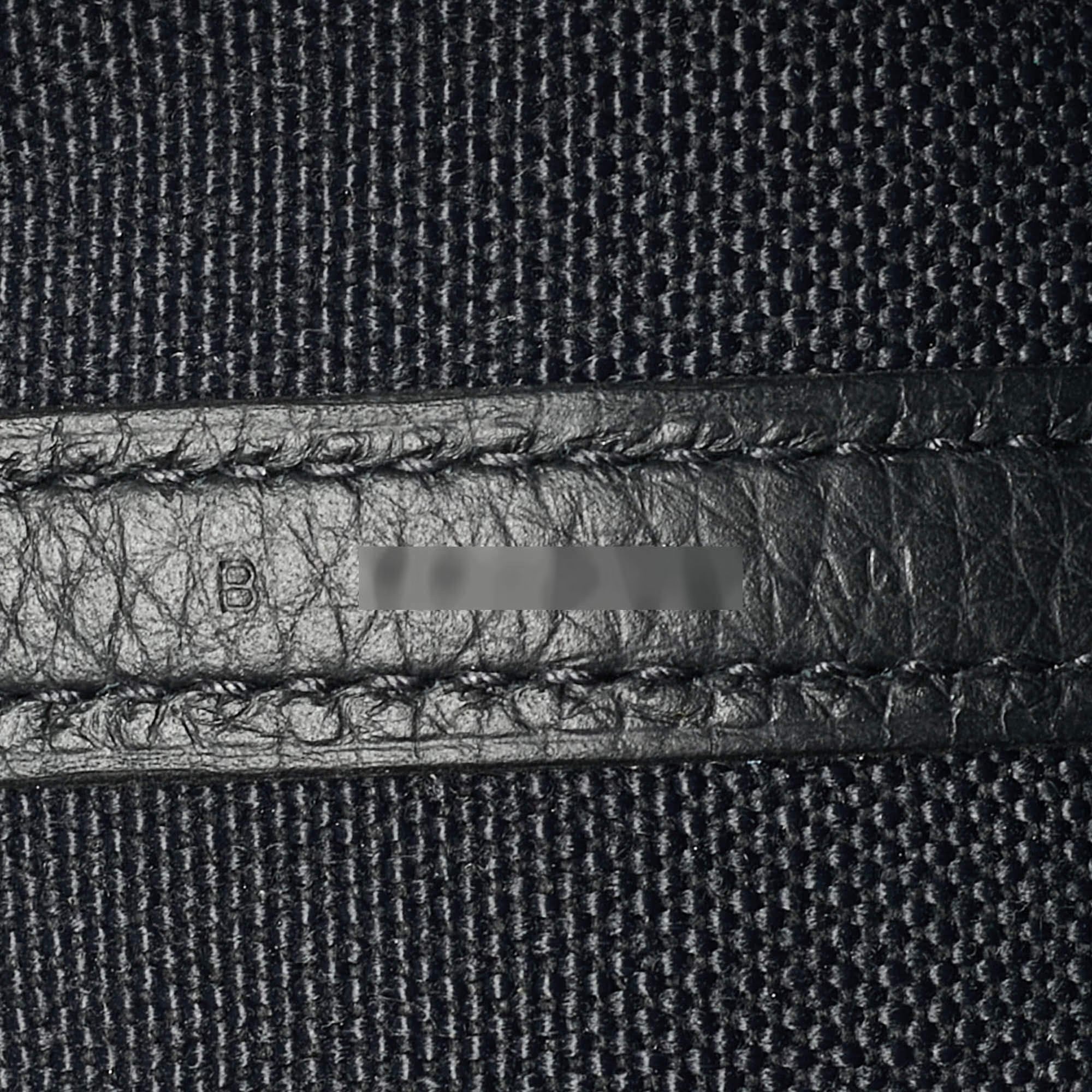 Hermes Pursangle MM Noir/Caramel Militaire Toile and Taurillon Clemence Leather Tote