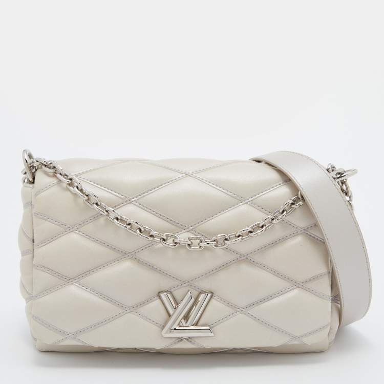 Louis Vuitton Silver Quilted Lambskin Leather GO-14 Malletage PM Bag