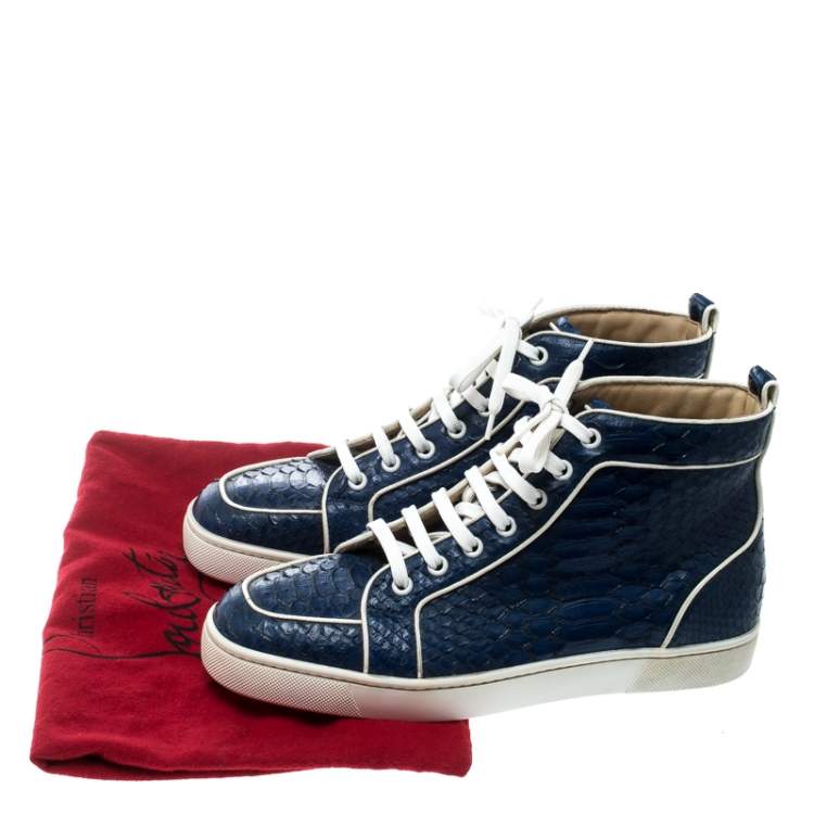 Christian Louboutin Blue Python Leather Rantus Orlato High Top Sneakers Size 40