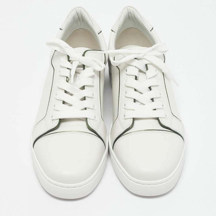 Christian Louboutin White/Green Leather Fun Vieira Sneakers Size 41