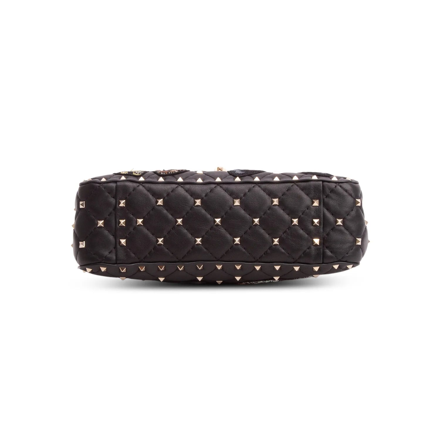 Valentino 2020 Black Nappa Leather Medium Rockstud Butterfly Embroidered Spike Shoulder Bag