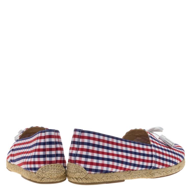 Christian Louboutin Vichy Papiounet Bow Espadrilles Size 44