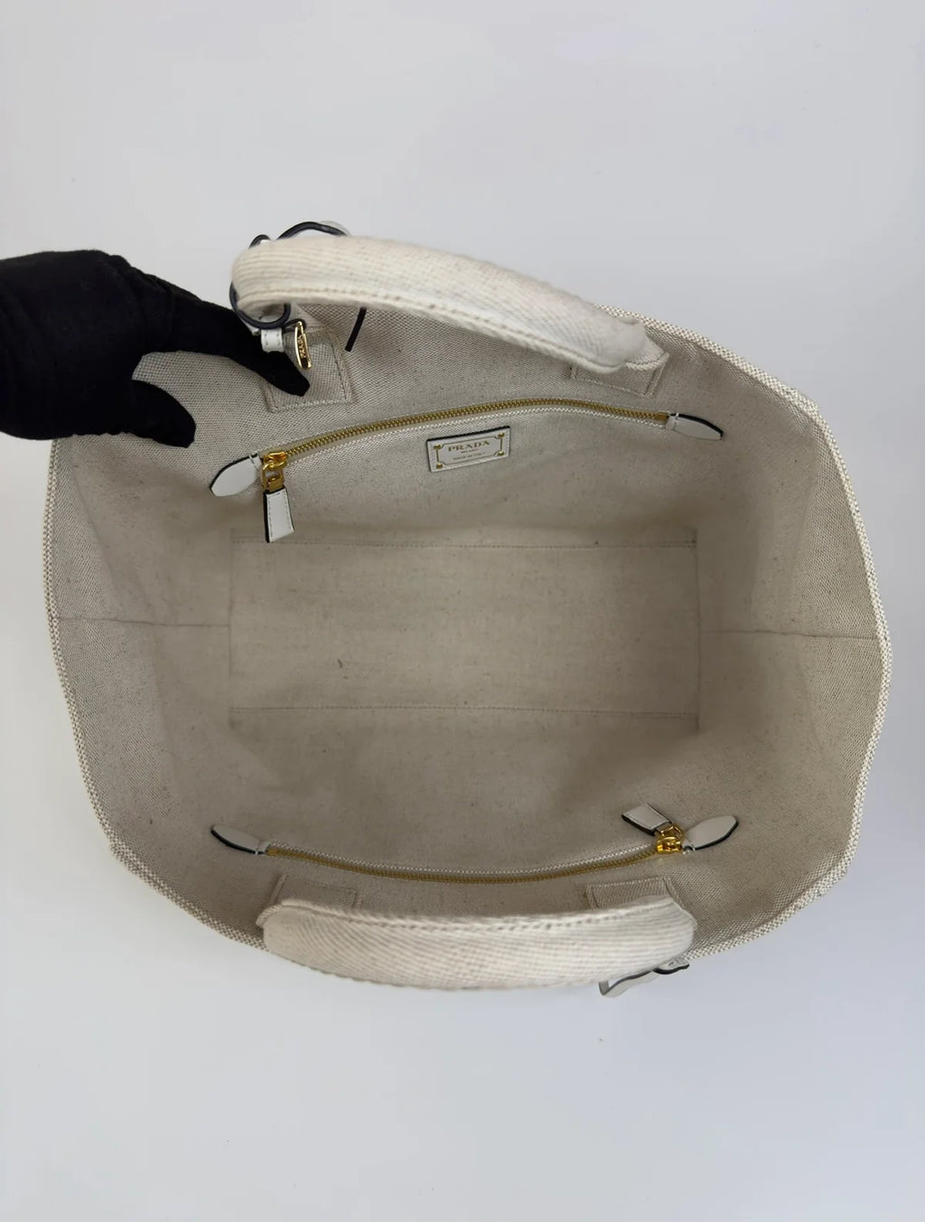 PRADA LARGE APPLIQUÉ COTTON TOTE
