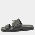 Hermès Black Leather Jackson Sandals Size 45