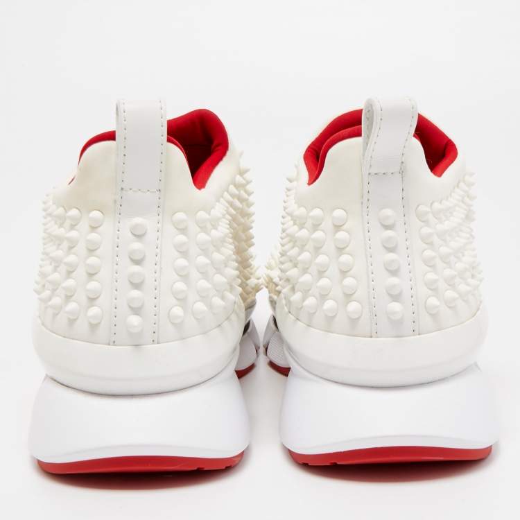 Christian Louboutin White Neoprene Spike Sock Sneakers Size 40