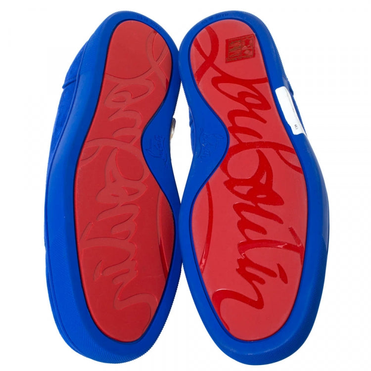 Christian Louboutin Cobalt Blue Suede Louis Junior Sneakers Size 43.5