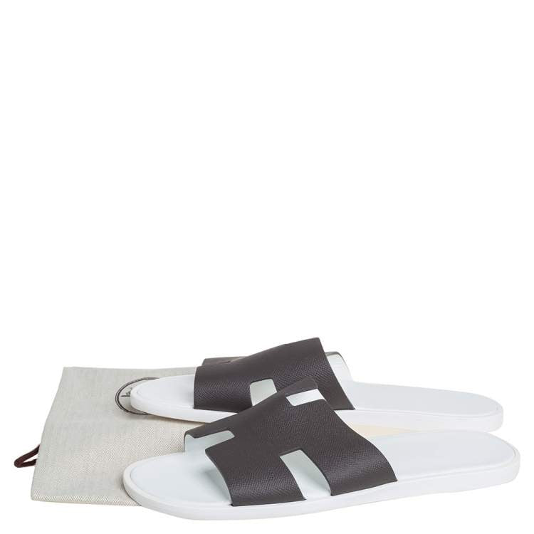 Hermes Brown Leather Izmir Sandals Size 45