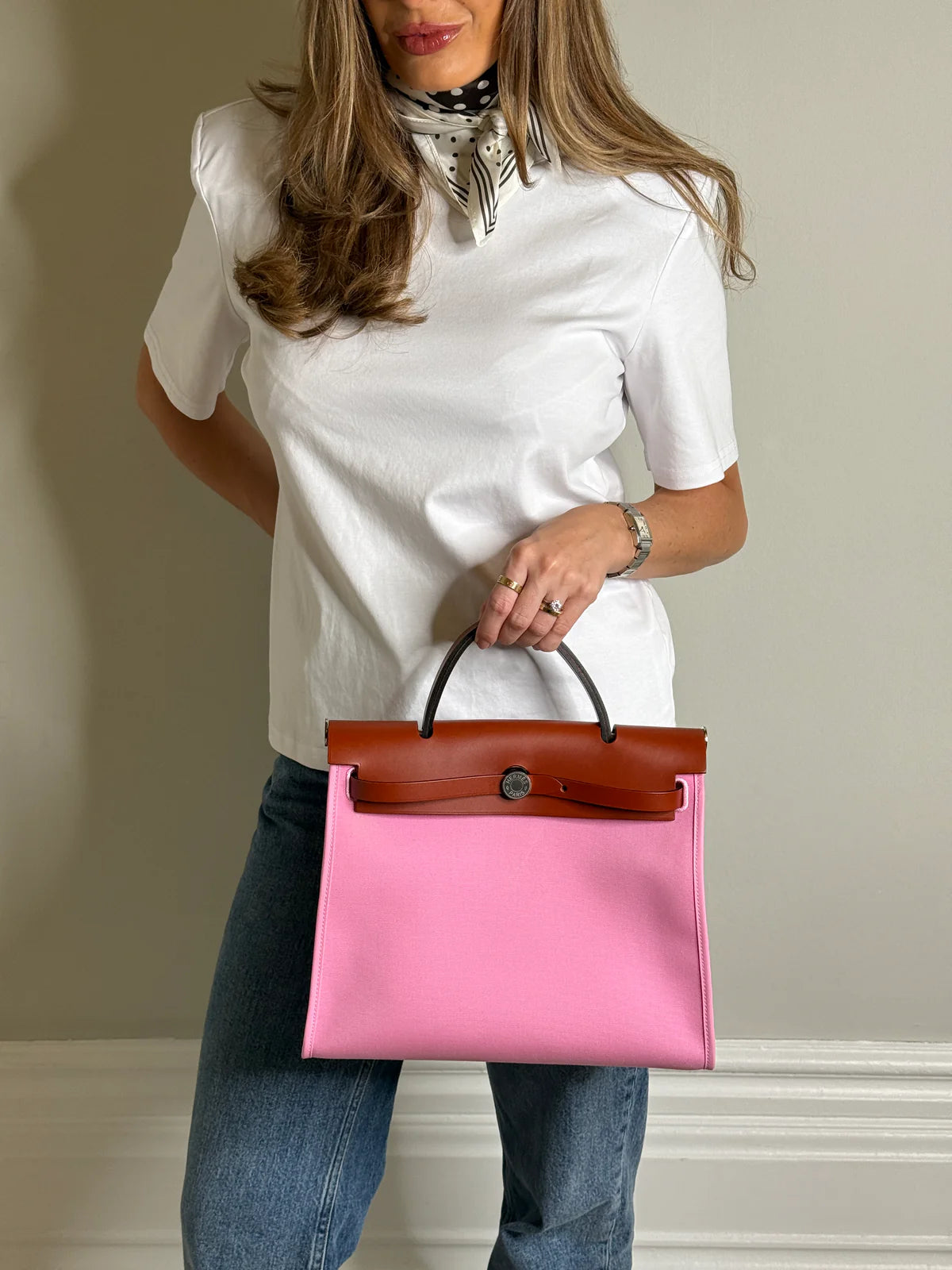 HERMÈS HERBAG 31 ZIP IN BUBBLEGUM & CUIVRE BAG