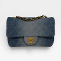 CHANEL MINI RECTANGLE IN BLUE DENIM WITH GOLD HARDWARE
