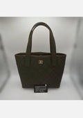 Chanel Wild Stitch Coco Mark Tote Bag Brown Quilted Leather