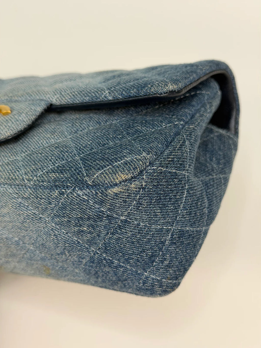 CHANEL MINI RECTANGLE IN BLUE DENIM WITH GOLD HARDWARE