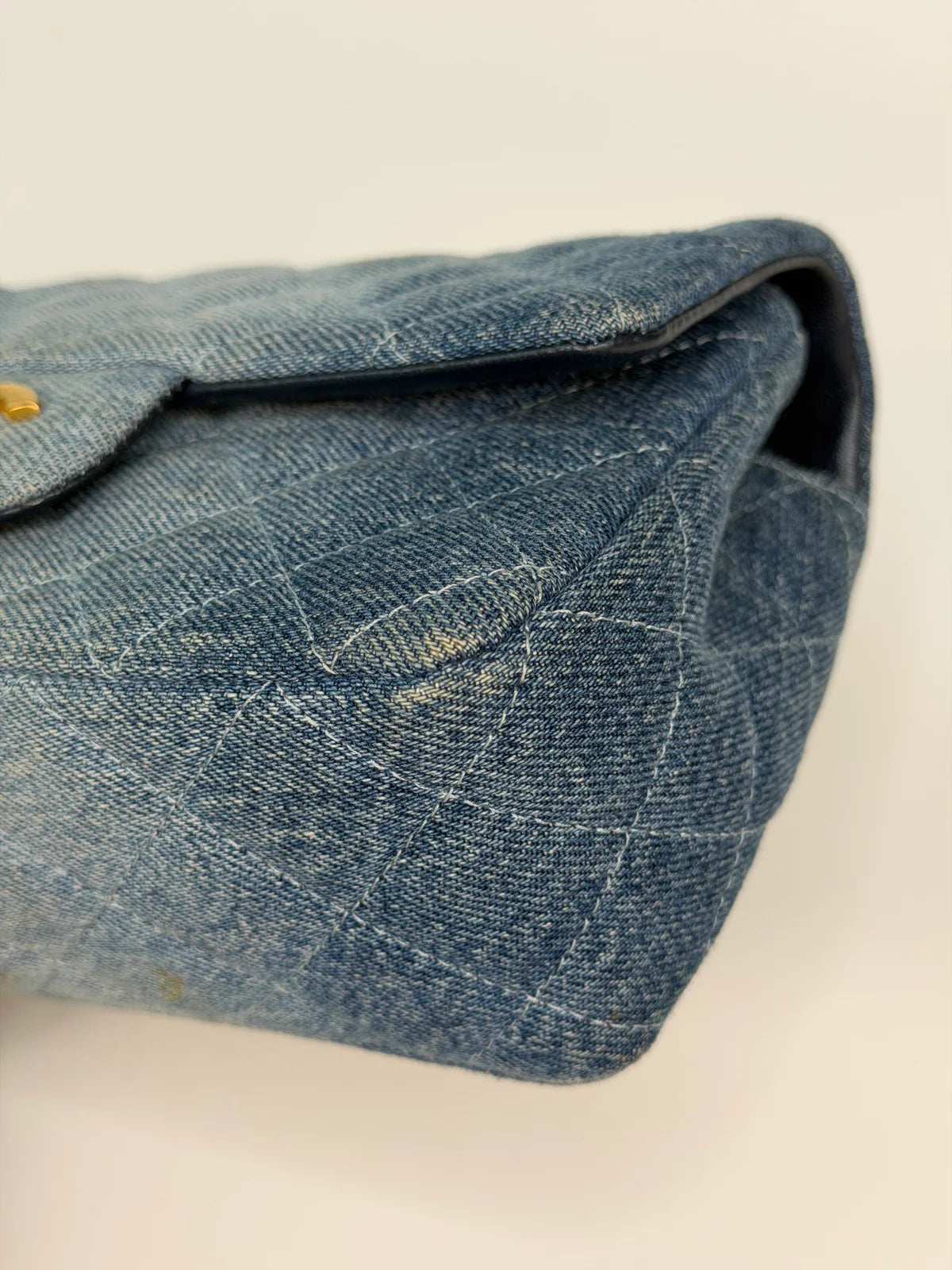 CHANEL MINI RECTANGLE IN BLUE DENIM WITH GOLD HARDWARE