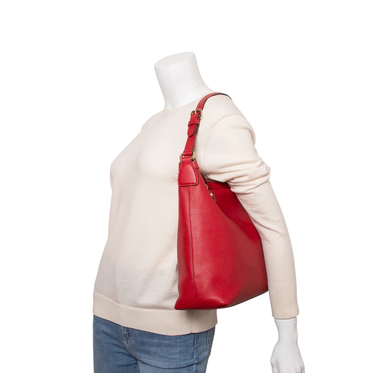 Gucci Red Dollar Calfskin GG Hobo