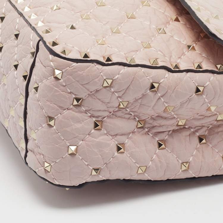 Valentino Rockstud Spike Large Pink Leather Top Handle Bag