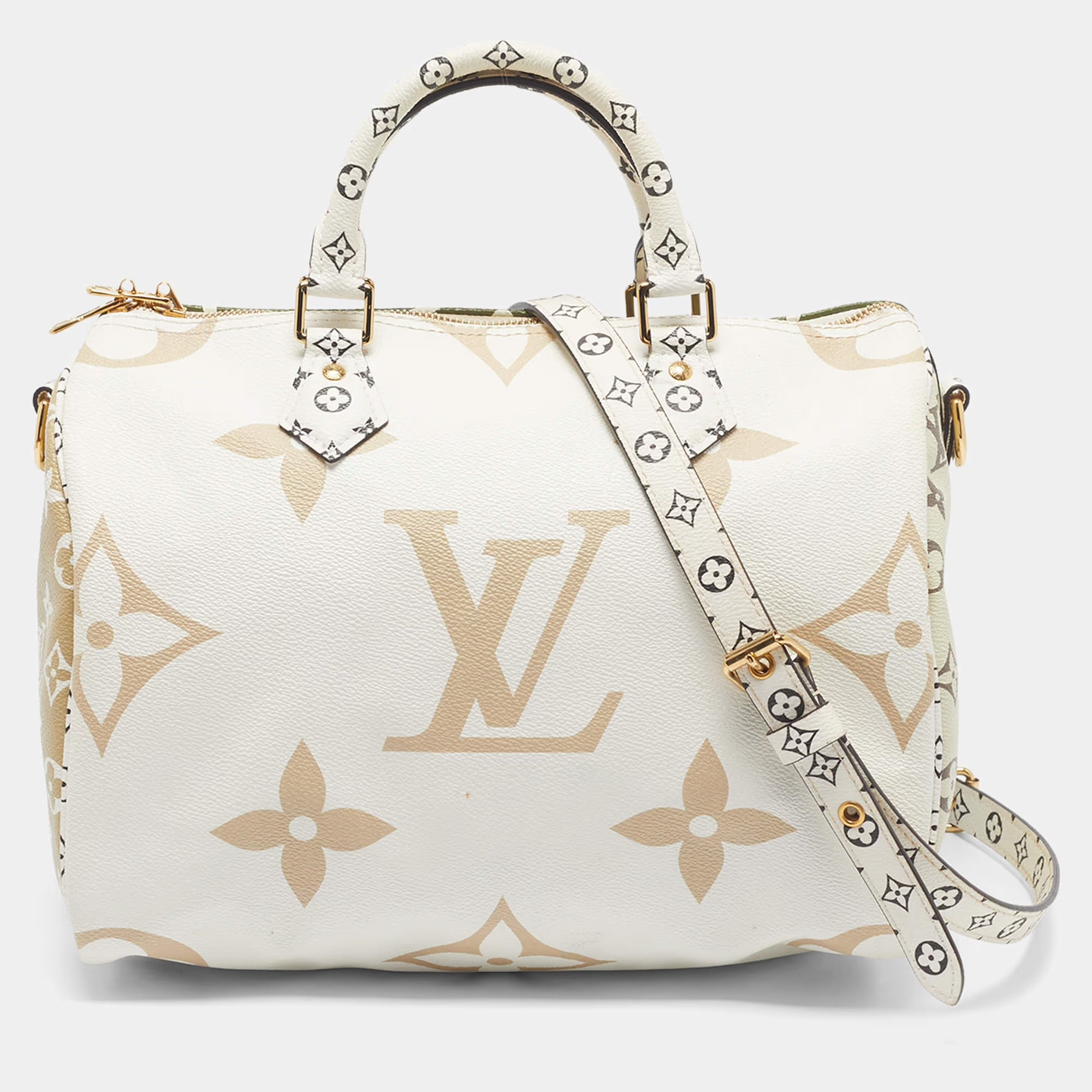 Louis Vuitton Speedy Bandouliere 30 Khaki/White Monogram Giant Canvas Bag