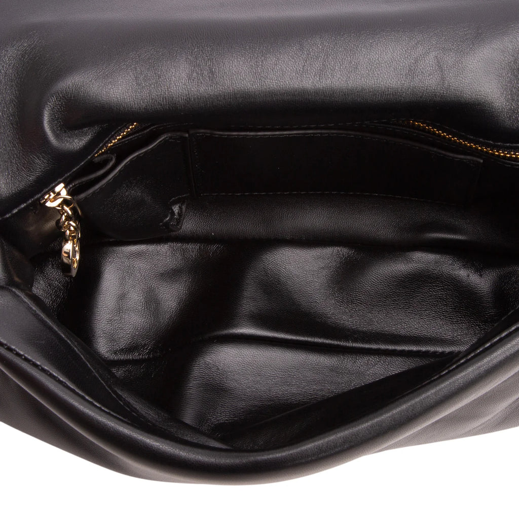 Gucci Black Lambskin Small GG Milano Top Handle Shoulder Bag