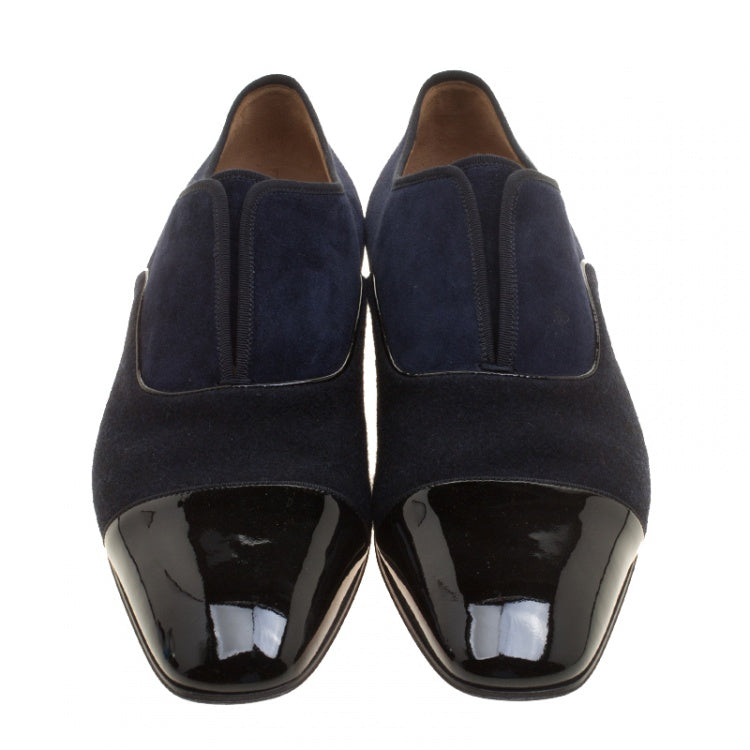 Christian Louboutin Two Tone Suede and Felt Alpha Male Slip On Oxford Loafers Size 43.5