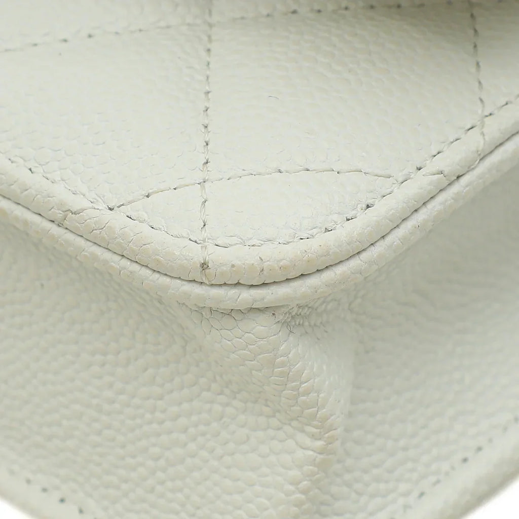 Chanel CC Classic Wallet on Chain White