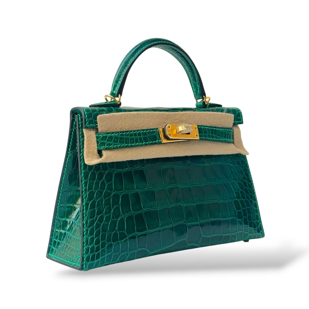 Hermes Kelly Mini Vert Emerald Shiny Alligator GHW