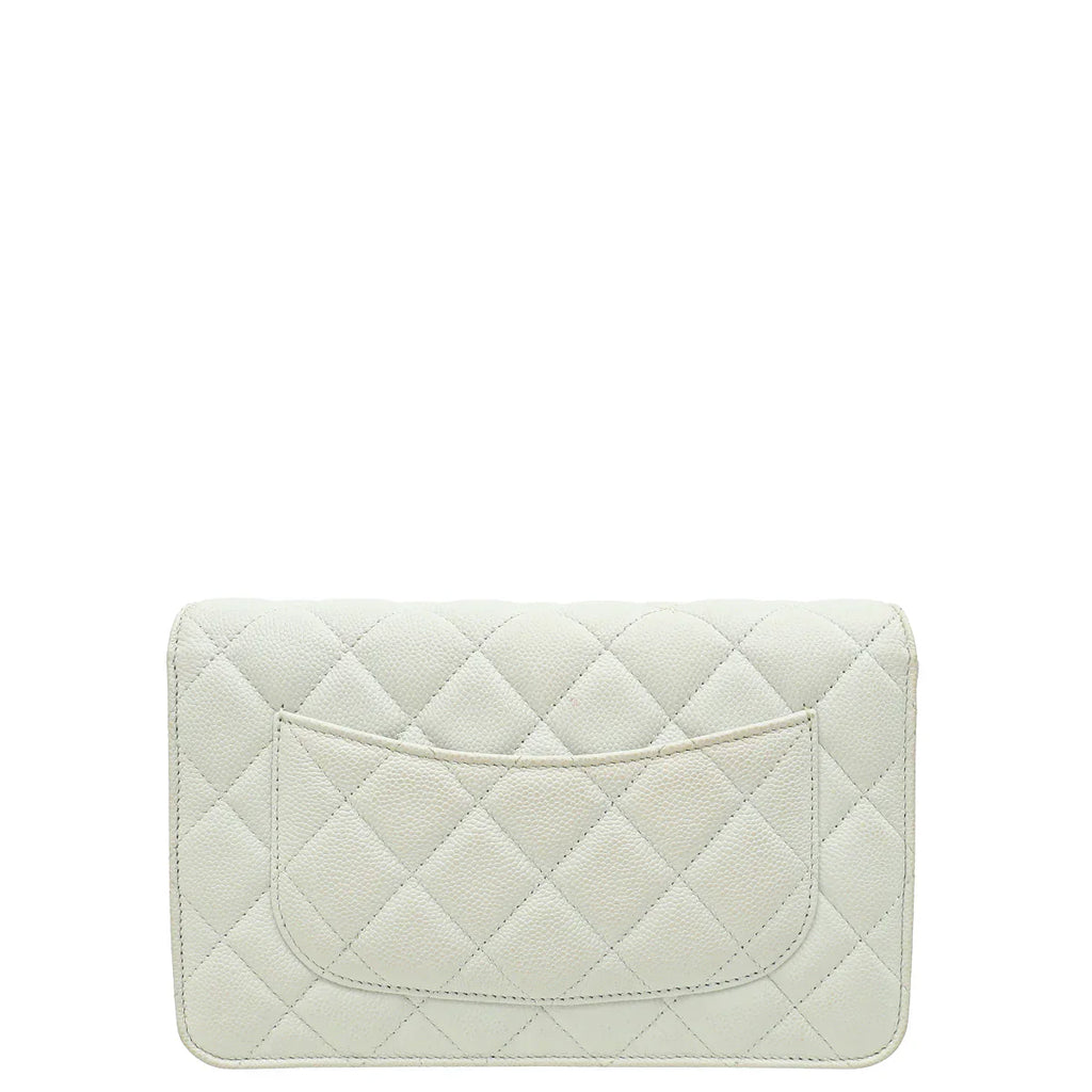 Chanel CC Classic Wallet on Chain White