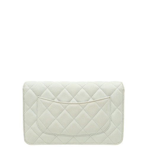 Chanel CC Classic Wallet on Chain White