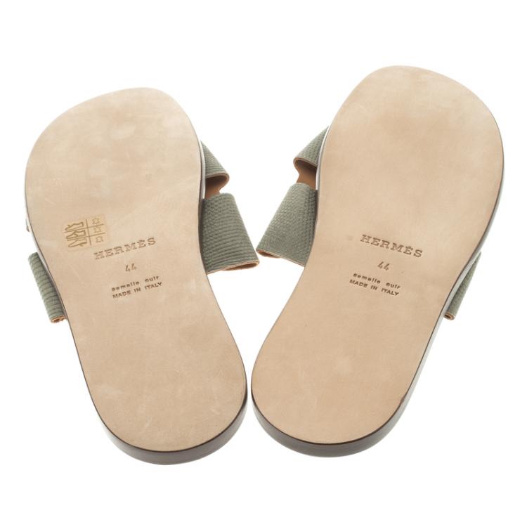 Hermes Grey Lizard Izmir Sandals Size 44
