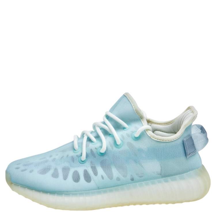 Yeezy x Adidas Blue Mesh 350 V2 Mono Ice Sneakers Size 38