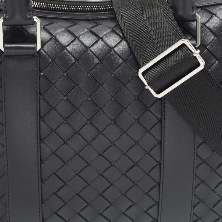 Bottega Veneta Black Intrecciato Leather Slim Briefcase