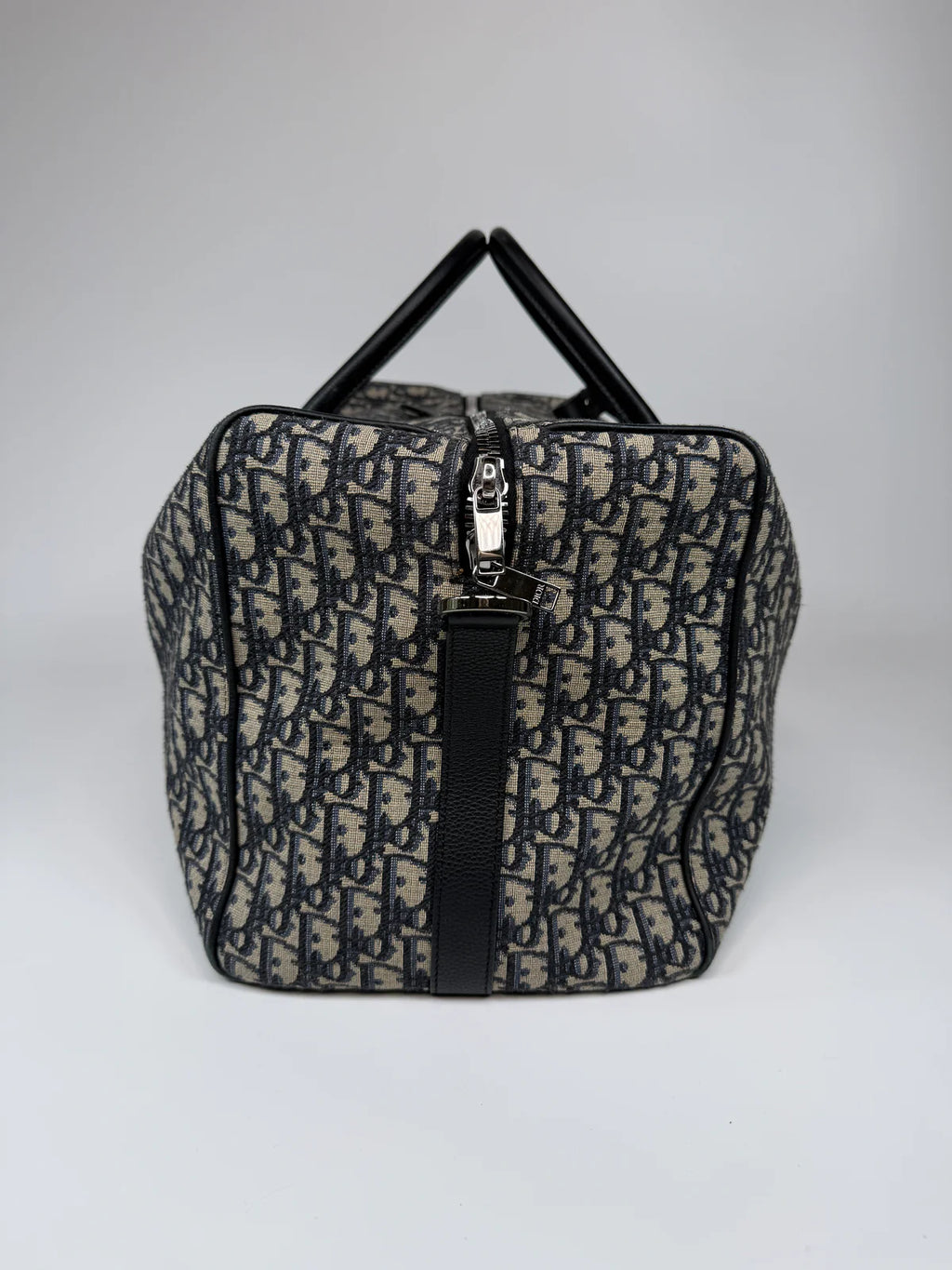 CHRISTIAN DIOR OBLIQUE CANVAS TRAVEL BAG WITH SILVER HARDWARE