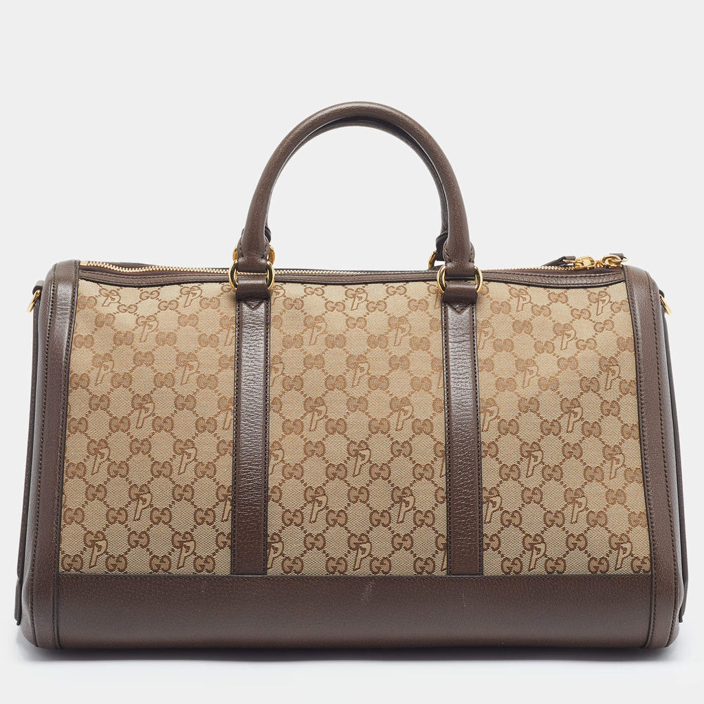 Gucci Palace Brown/Beige GG Canvas and Leather Duffel Bag