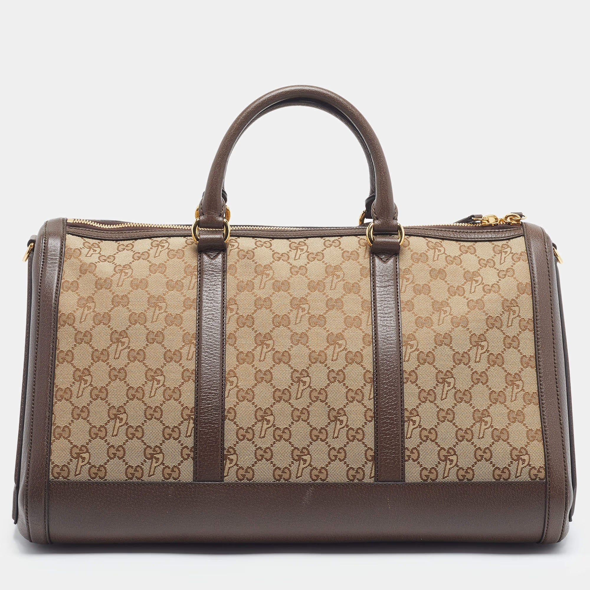 Gucci Palace Brown/Beige GG Canvas and Leather Duffel Bag