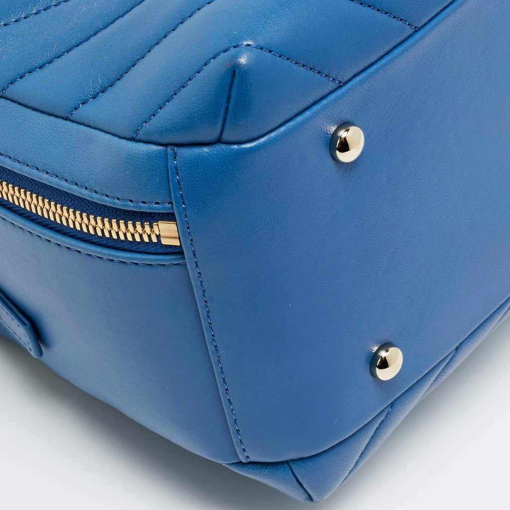 Chanel Trendy CC Medium Blue Chevron Leather Bowling Bag