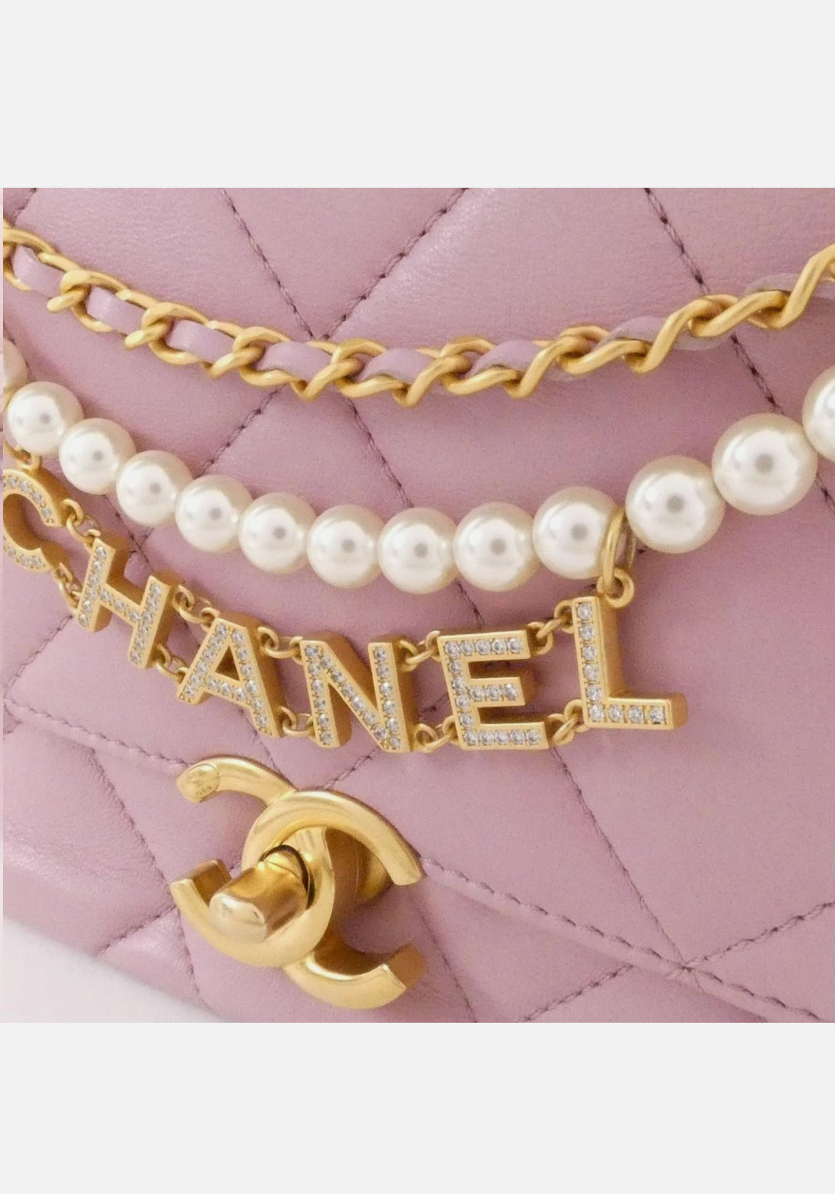 Chanel Pink Lambskin Shoulderbag With Gold Hardware