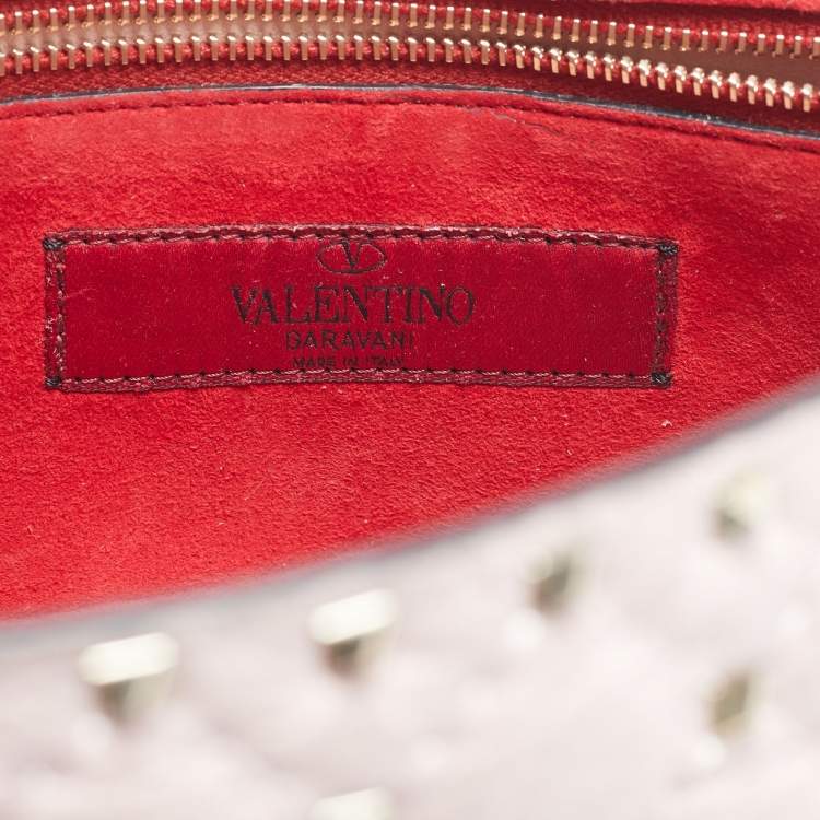 Valentino Rockstud Spike Large Pink Leather Top Handle Bag